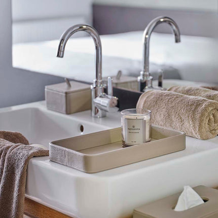 Aquanova Lotus tissuehouder tray opbergbox kleur Taupe - Athena handdoeken - bithliving.com