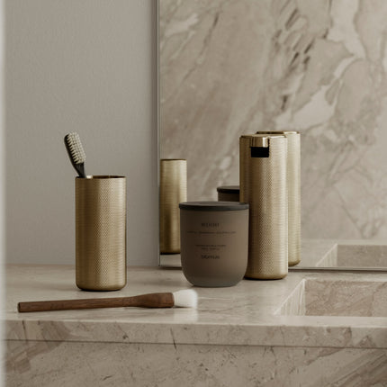 Blomus Modo Rof Brass - zeepdispenser en beker - bithliving.com