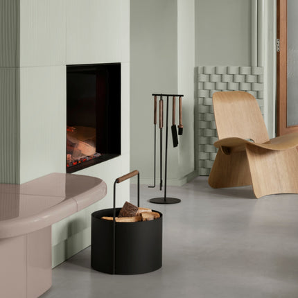 Blomus Ashi haard accessoires - zwart met hout - bithliving.com