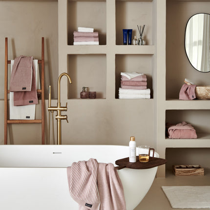 Vandyck Home badtextiel - Uni White & Sepia Pink - Petit Ligne Sepia Pink - Mouliné Sepia Pink - bithliving.com