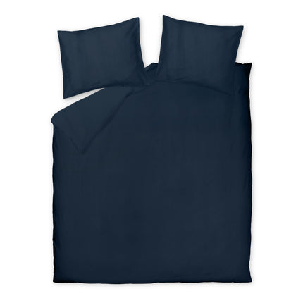 Luxe dekbedovertrek Vandyck Pure 84 van 100% voorgewassen katoen 300 TC in donkerblauwe kleur Blue Ink