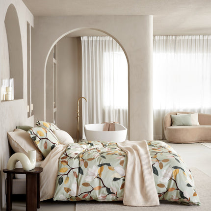 Vandyck dekbedovertrek Twiggy Pistache & Washed Cotton Cream Tan - sprei Home Pique Cream Tan - bithliving.com