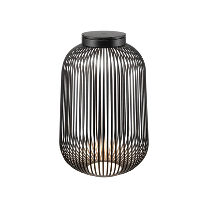 Blomus Lito led lantaarn Black large, mobiele zwarte stalen sfeerverlichting met led lamp voor binnen en buiten