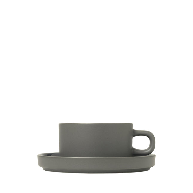 PILAR 2 tea cups 170ml with Pewter saucer