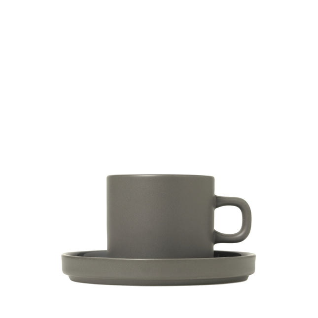 PILLAR 2 coffee cup 200 ml with Pewter saucer