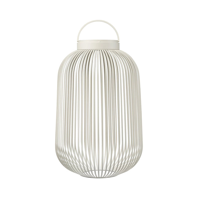 Blomus Lito led lantaarn Silk Grey large, lichtgrijze stalen sfeerverlichting met led lamp voor binnen en buiten