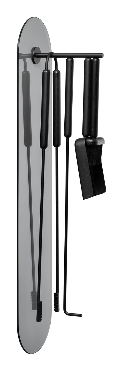 ASHI Juego de chimenea de pared de 5 piezas Roble negro