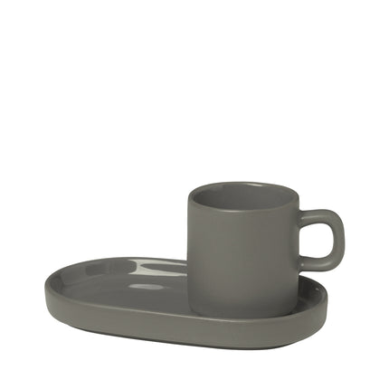 PILLAR 2 tazzine espresso da 50 ml con piattino in Peltro