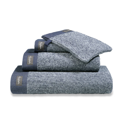 <tc>HOME</tc> Asciugamano 60x110 cm Mouliné Inchiostro Blu (set/3)
