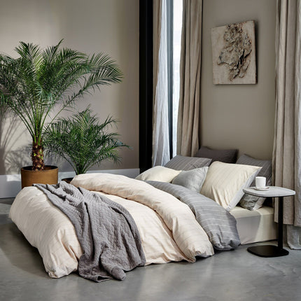 housse de couette <tc>HOME</tc> Pouilles Crème Tan 140x220 cm (coton percale)