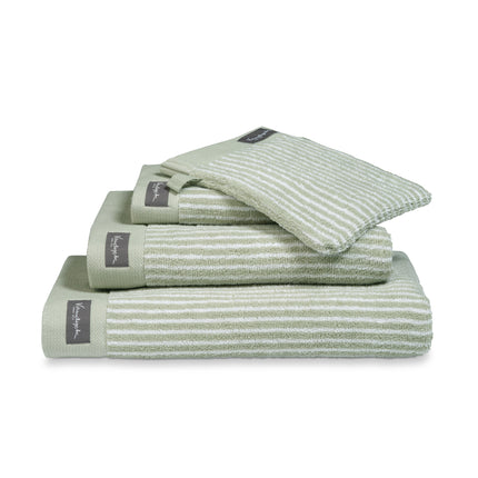 <tc>HOME</tc> Gant de toilette Petit Ligne Vert Fumée (lot de 6)