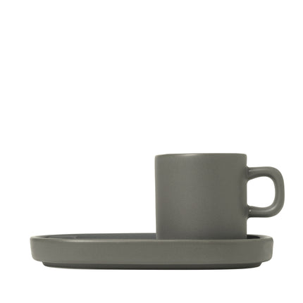 PILLAR 2 tazzine espresso da 50 ml con piattino in Peltro