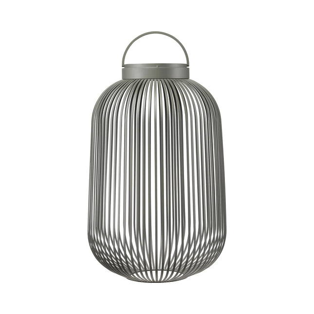 Blomus Lito led lantaarn Granite Grey large, grijze stalen sfeerverlichting met led lamp voor binnen en buiten