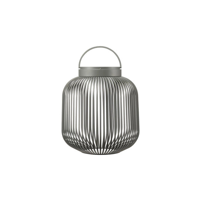 Blomus Lito led lantaarn Granite Grey medium, grijze stalen sfeerverlichting met led lamp voor binnen en buiten