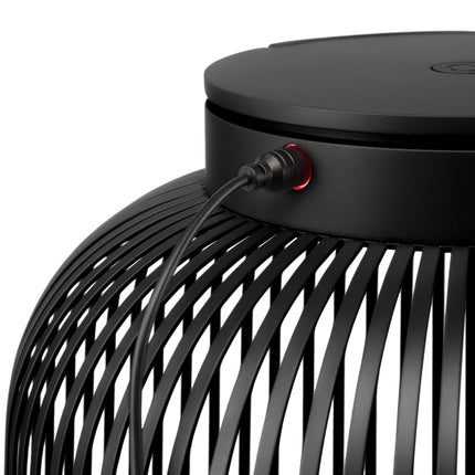Blomus Lito led lantaarn Black large, zwarte stalen sfeerverlichting met oplaadbare led lamp voor binnen en buiten