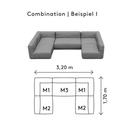 Canapé lounge GROW I Stone Boucle