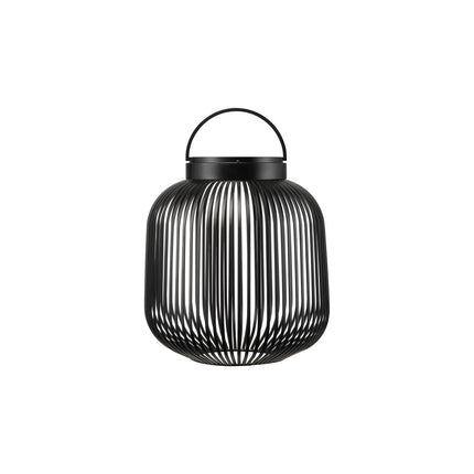 Blomus Lito led lantaarn Black medium, zwarte stalen sfeerverlichting met led lamp voor binnen en buiten