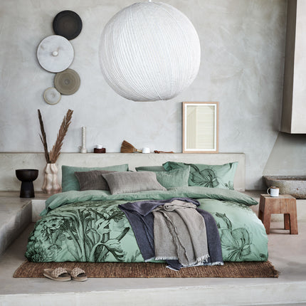 Housse de couette PURITY 79 Vert Fumée 200x220 cm (lin/coton)