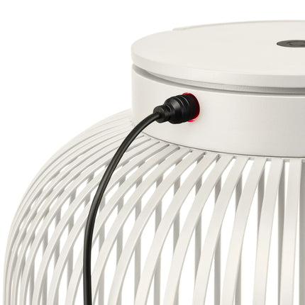 Blomus Lito led lantaarn Silk Grey large, lichtgrijze stalen sfeerverlichting met oplaadbare led lamp voor binnen en buiten