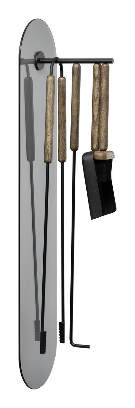 ASHI 5-teiliges Wandkaminset aus brauner Eiche