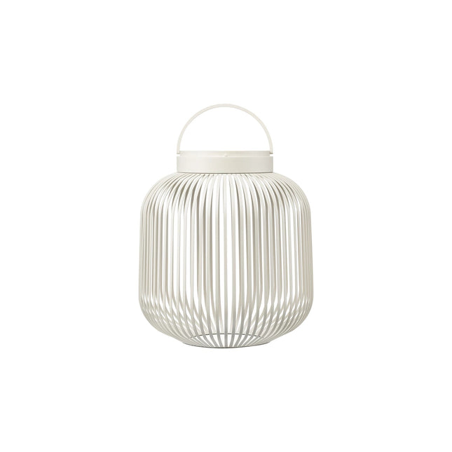 Blomus Lito led lantaarn Silk Grey medium, lichtgrijze stalen sfeerverlichting met led lamp voor binnen en buiten
