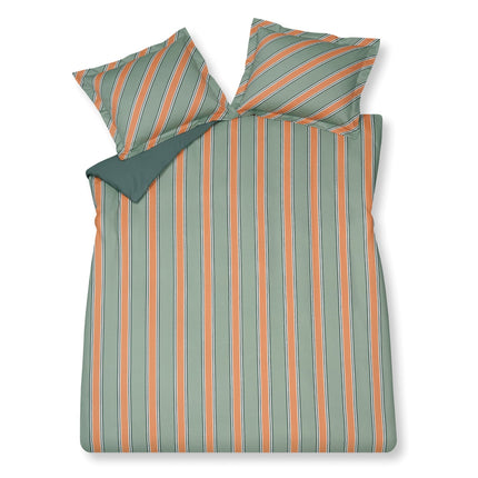 Dekbedovertrek PREPPY STRIPE Smoke Green 140x220 cm (satijnkatoen)