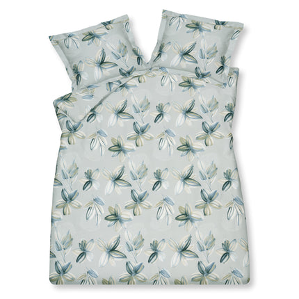 Housse de couette FLOWER PARTY Bleu Perle 200x220 cm (satin de coton)