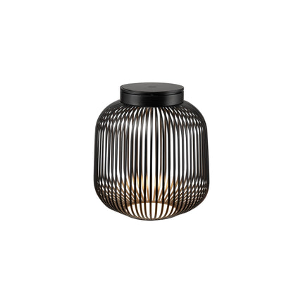 Blomus Lito led lantaarn Black medium, zwarte stalen mobiele verlichting met led lamp voor binnen en buiten