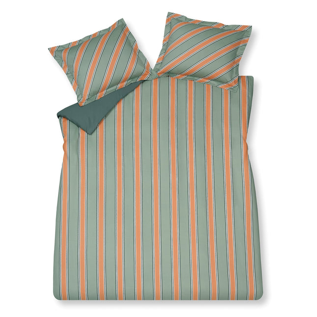 Funda nórdica PREPPY STRIPE Verde Humo 240x220 cm (algodón satinado)