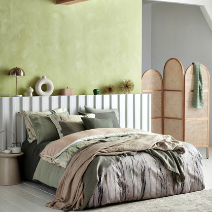 Housse de couette COTON LAVÉ Vert Terre 140x220 cm