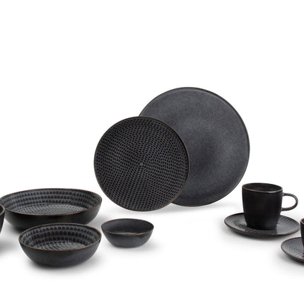 Tasse à expresso et soucoupe STITCH 90 ml gris (set/4)