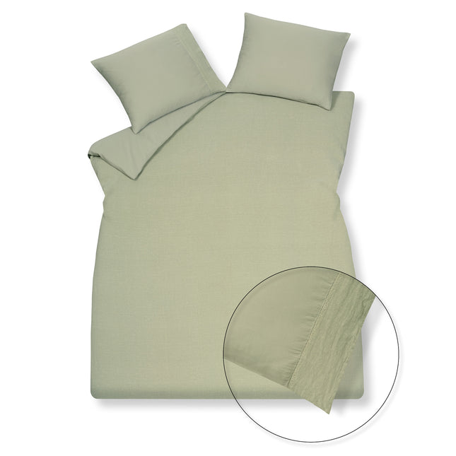 Duvet cover PURE 07 Light Olive 240x220 cm (linen/satin cotton)