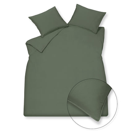 Housse de couette COTON LAVÉ Vert Terre 140x220 cm