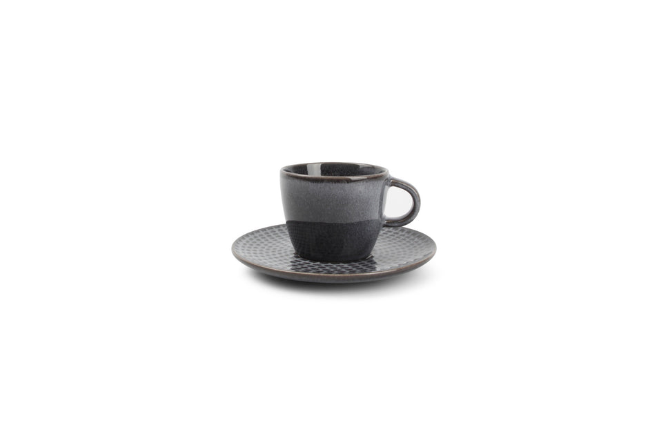 STITCH espressokop en schotel 90 ml grijs (set/4)