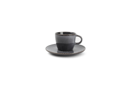 Tasse à expresso et soucoupe STITCH 90 ml gris (set/4)
