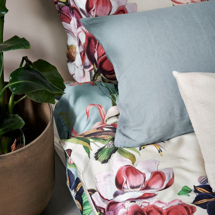 Bettbezug BLUMENMIX Creme Tan 200x220 cm (Satin-Baumwolle)