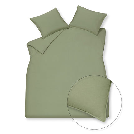 Housse de couette COTON LAVÉ Vert Fumée 140x220 cm