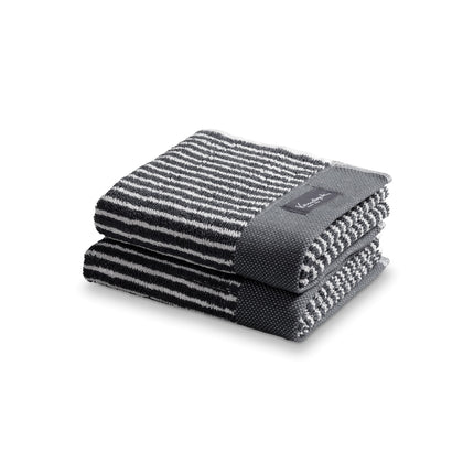<tc>HOME</tc> Serviette d'invité Petit Ligne Off Black (lot de 6)