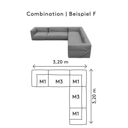 GROW lounge sofa F Stone Boucle